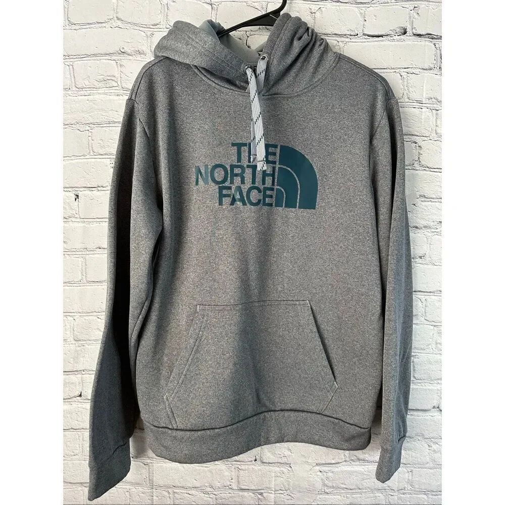The North Face Half Dome Pullover Hoodie Men’s Medium Gray Teal Logo
